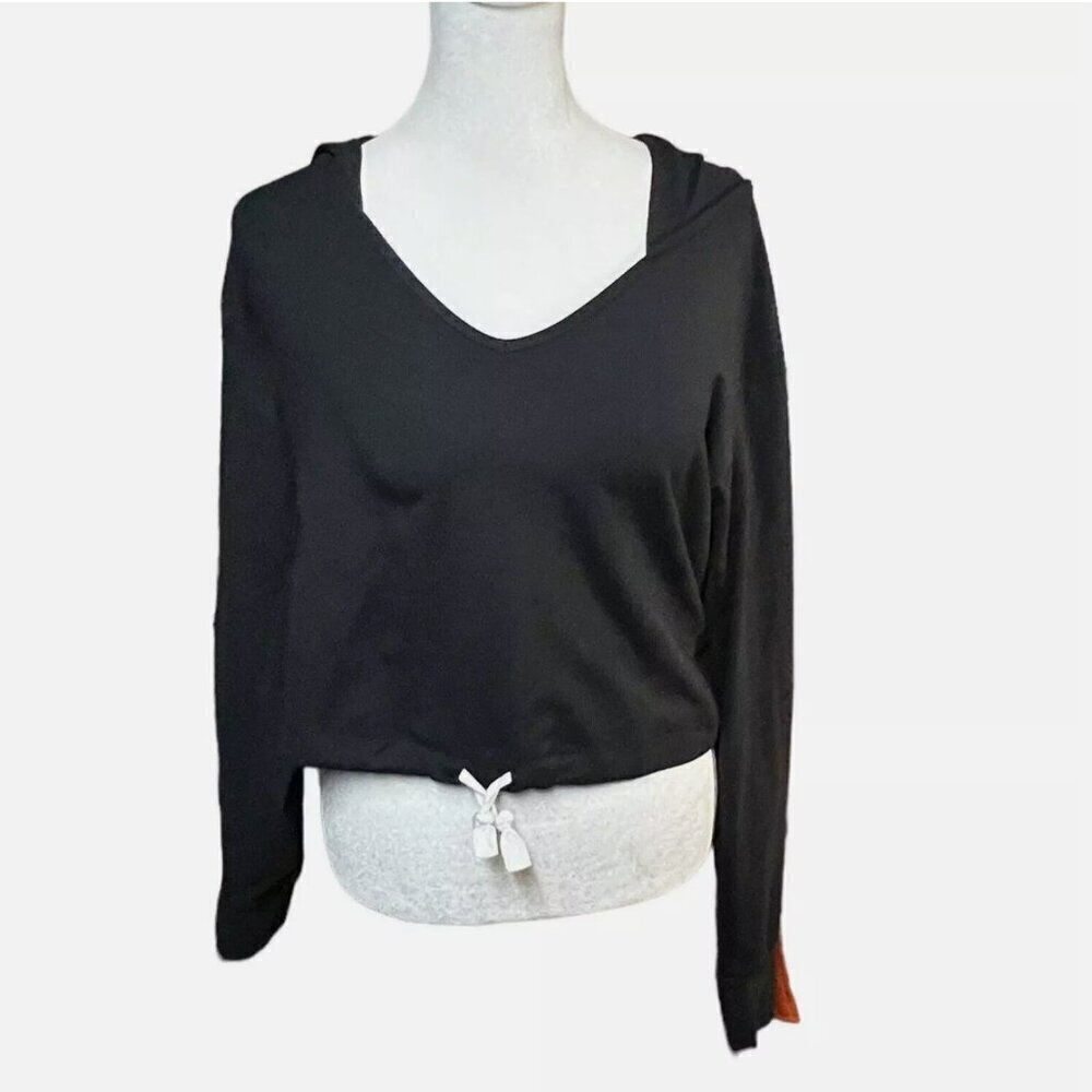Gymshark Sweatshirt Womens Size XS Activewear Black Long Sleeve Cropped Hooded